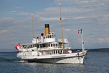 Le Savoie en 2015, bateau à vapeur et à roues à aubes, classé monument historique.