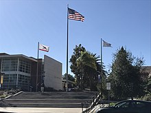 Flagpoles by Soiland Humanities Center CLU Main Street.jpg