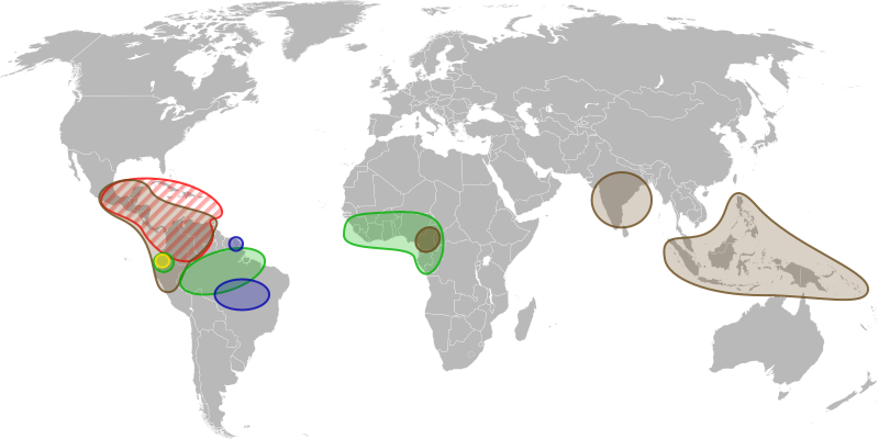 Fichier:Cacao species - World distribution map -blank.svg