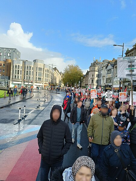 File:Cardiff Solidarity for Palestine protest, 4 November 2023 123445 (redacted).jpg