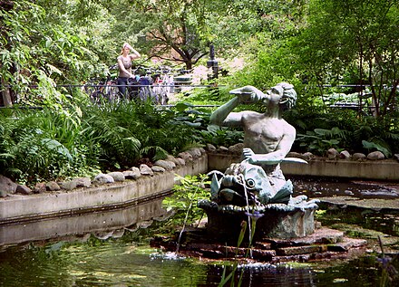 The courtyard at Centralbadet has a small public park.