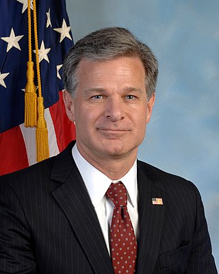 <span class="mw-page-title-main">Christopher A. Wray</span> 8th Director of the Federal Bureau of Investigation (born 1966)