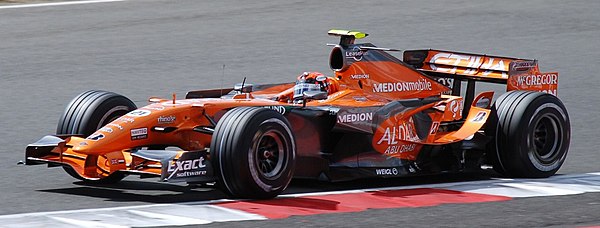 Christijan Albers driving the F8-VII at the 2007 British Grand Prix.