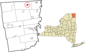 Clinton County New York incorporated and unincorporated areas Mooers (CDP) highlighted.svg