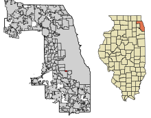 Cook County Illinois beépített és be nem épített területek Hometown Highlighted.svg