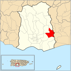 Location of barrio Coto Laurel within the——municipality of Ponce shown in red