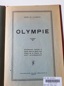 Pierre de Coubertin, Olympie (conférence de Coubertin), 1929    