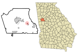 Lage in Coweta County und im Bundesstaat Georgia