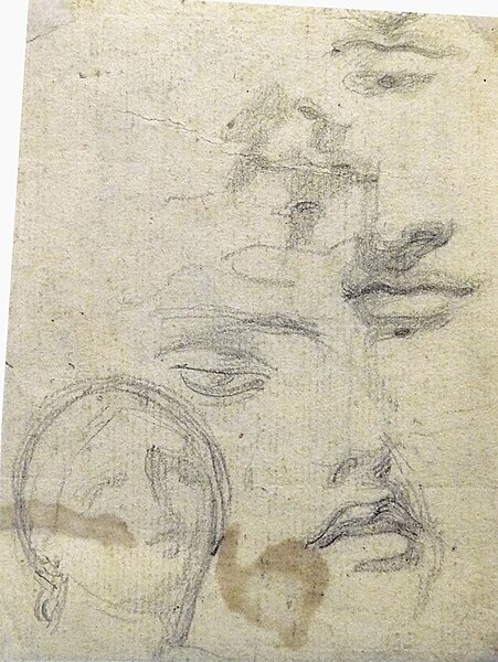 File:Dehodencq A. - Pencil - RECTO, Etude de visage, de bouches, nez - ~11x8cm.jpg