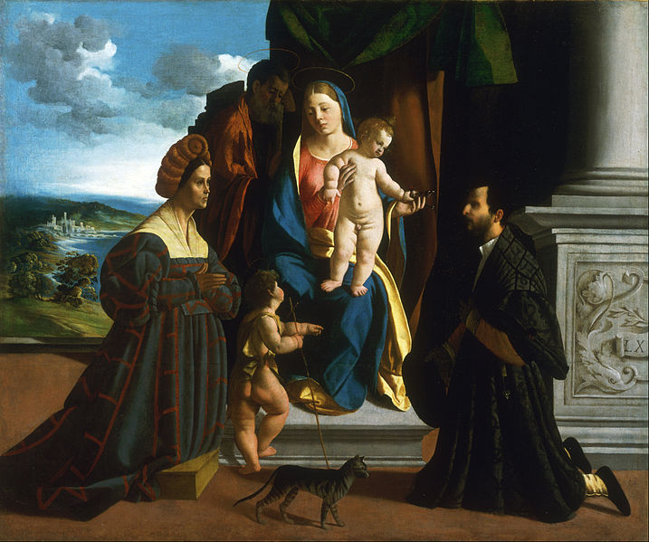 File:Dosso Dossi (Giovanni de' Luteri), Italian (active Ferrara), first recorded 1512, died 1542 - The Holy Family, with the Young Saint John the Baptist, a Cat, and Two Donors - Google Art Project.jpg