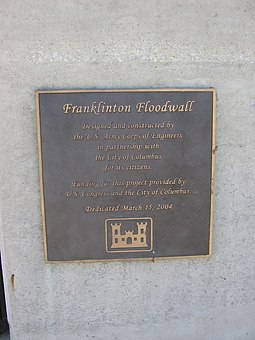 Floodwall dedication plaque Downtown Columbus - Franklinton Floodwall.jpg