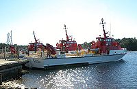 120 ft Drone Recovery Ships of the U.S. Air Force, operated by the 82nd Aerial Targets Squadron, 53rd Weapons Evaluation Group, 53rd Wing (ACC). HQ located at Tyndall Air Force Base (Flordia) with a detachmant at Holloman Air Force Base (New Mexico). The ships of the so called "Tyndall Navy" is stationed at Tyndall Air Force Base.