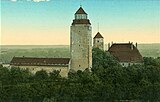 Bergfried auf einer Ansichtskarte von 1901, Standort 1944 und 1945