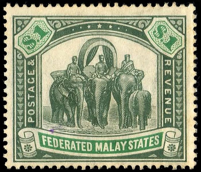 File:Elephants Malaya $1 1906 issue.jpg