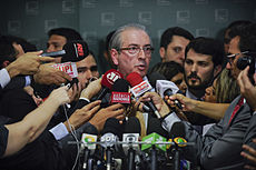 Eduardo Cunha stating that the Chamber of Deputies had agreed to open the proceedings, on 2 December 2015. Entrevistas Diversas (23181337800).jpg