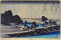 2. Utagawa Hiroshige, Pluie du soir à Azumi-no Mori (吾嬬杜夜雨), tirée des Vues célèbres dans le voisinage d’Edo (江戸近郊八景), 1837-1838[9].