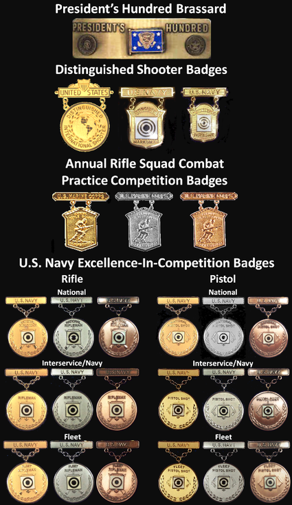U.S. Navy authorized CMP and Navy marksmanship competition badges Example-USN Marksmanship Competition Badges.png