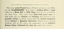 Clarendon in a Fann Street Foundry specimen book c. 1874, showing its use for emphasis within body text Fann Street Foundry Clarendon image with text for emphasis.jpg