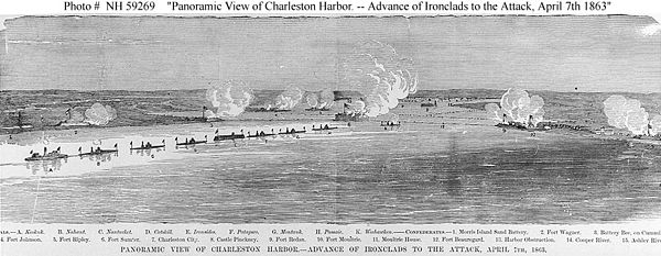 Advance of Ironclads to the Attack, April 7th, 1863