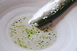 Raw razor shell with parsley jelly, buttermilk snow and horseradish