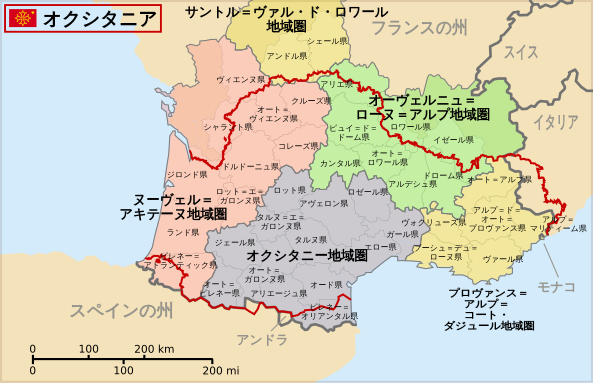 File:French administrative divisions in Occitania (JA).svg