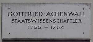 Gottfried Achenwall: Biographie, Publications, Notes et références