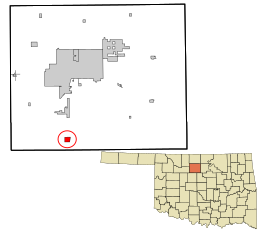 Ubicación en el condado de Garfield y el estado de Oklahoma