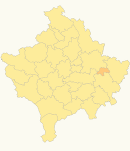 Locatie van de gemeente Novobërdë in Kosovo