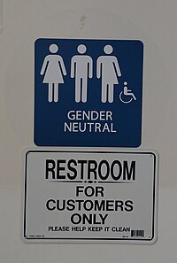 Gender Neutral Bathroom Sign - Gas Station in Playa del Rey, CA - December 2017.jpg