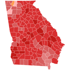 Results by county:
.mw-parser-output .legend{page-break-inside:avoid;break-inside:avoid-column}.mw-parser-output .legend-color{display:inline-block;min-width:1.25em;height:1.25em;line-height:1.25;margin:1px 0;text-align:center;border:1px solid black;background-color:transparent;color:black}.mw-parser-output .legend-text{}
Deal
40-50%
50-60%
60-70%
70-80%
80-90%
Pennington
50-60% Georgia Governor Republican primary, 2014.svg