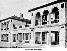 Facade of the old Colonial Hospital in the late 19th century. Gibraltar Colonial Hospital.jpg