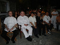 Monsignor Giuseppe Pinto, Apostolic Nuncio to the Philippines (fourth from left seated) at the Good Friday Processions of Baliuag, Bulacan. GiuseppePintojf.JPG
