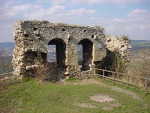 The ruins of the Kunitzburg, palas and tower remains