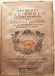 Gli Elogi del Porco ("The Praises of the Pig"), Modena, 1761