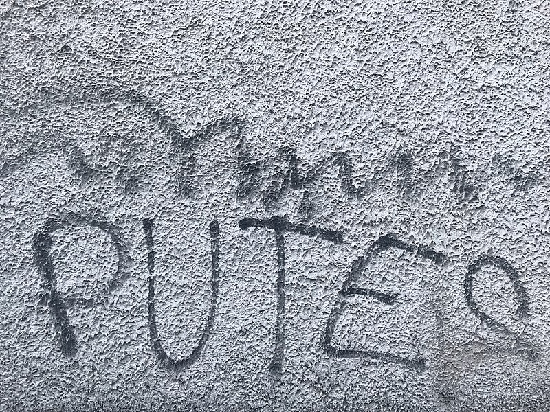 File:Graffiti "Putes" à Beynost (2018).JPG