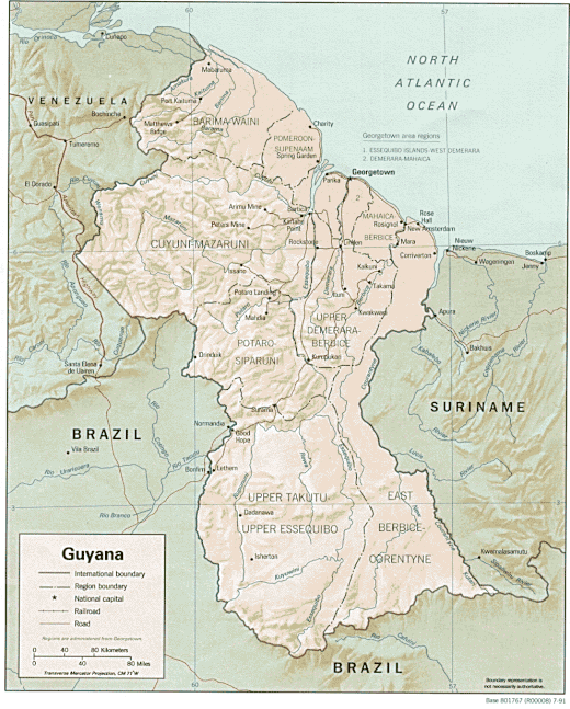 Map Of Guyana Showing The Three Counties Geography Of Guyana - Wikiwand