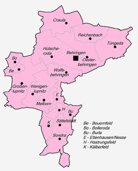 Zusammenschluss der Gemeinden Behringen und Hörselberg (1. Dezember 2007).