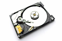 Hard disk drive platter, 2.5" Samsung MP0402H Hard disk drive platter, Samsung MP0402H.jpg