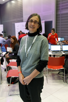 Helen Pankhurst at BBC Broadcasting House for the BBC 100 Women Wikipedia editathon.png