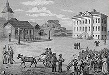 Central Helsinki in 1820 before rebuilding. Illustration by Carl Ludvig Engel. Helsinki 1820.jpg