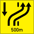 16c-b: Wechsel der Richtungsfahrbahn – Gegenverkehrsbereich endet in 500 m