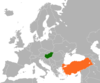 Location map for Hungary and Turkey.