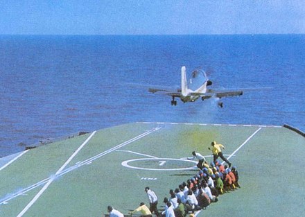 An Alizé aircraft takes off from Indian carrier Vikrant