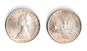 1958 coin, 500 lira, uses L.