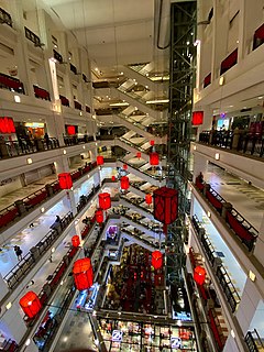 Shopping mall Large indoor shopping center, usually anchored by department stores