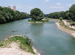 The Isar in Munich near to the Deutsches Museum