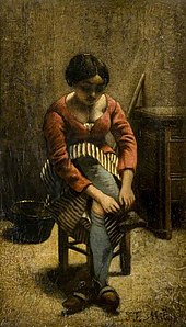 Jean-François Millet (1814-1875) - En kvinde, der justerer sin strømpe - 35.541 - Burrell Collection.jpg
