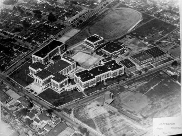 Jefferson High Original School aerial view, 1920