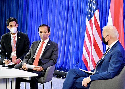 Widodo and U.S. president Joe Biden, 1 November 2021