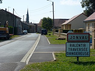 Jonval (Ardennes) city limit sign.JPG